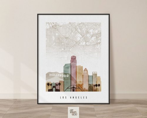 Los Angeles Map Poster Watercolor 1