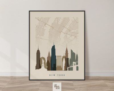 New York City map print in earth tones 3