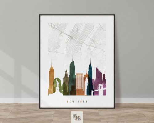 New York map poster watercolor 3