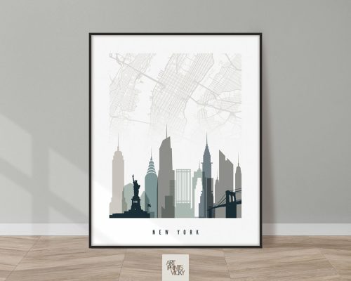 New York City map poster earth tones 4