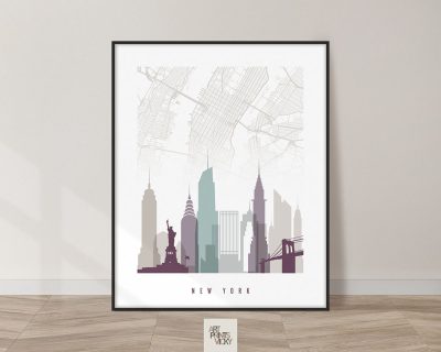 New York City map print in pastel 2