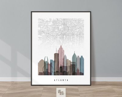 Atlanta map print distressed 1