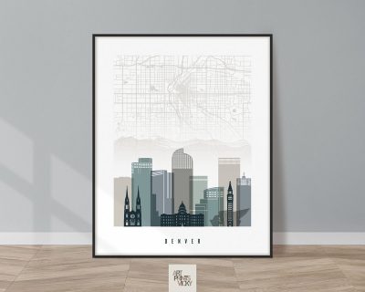 Denver city map print earth tones 4