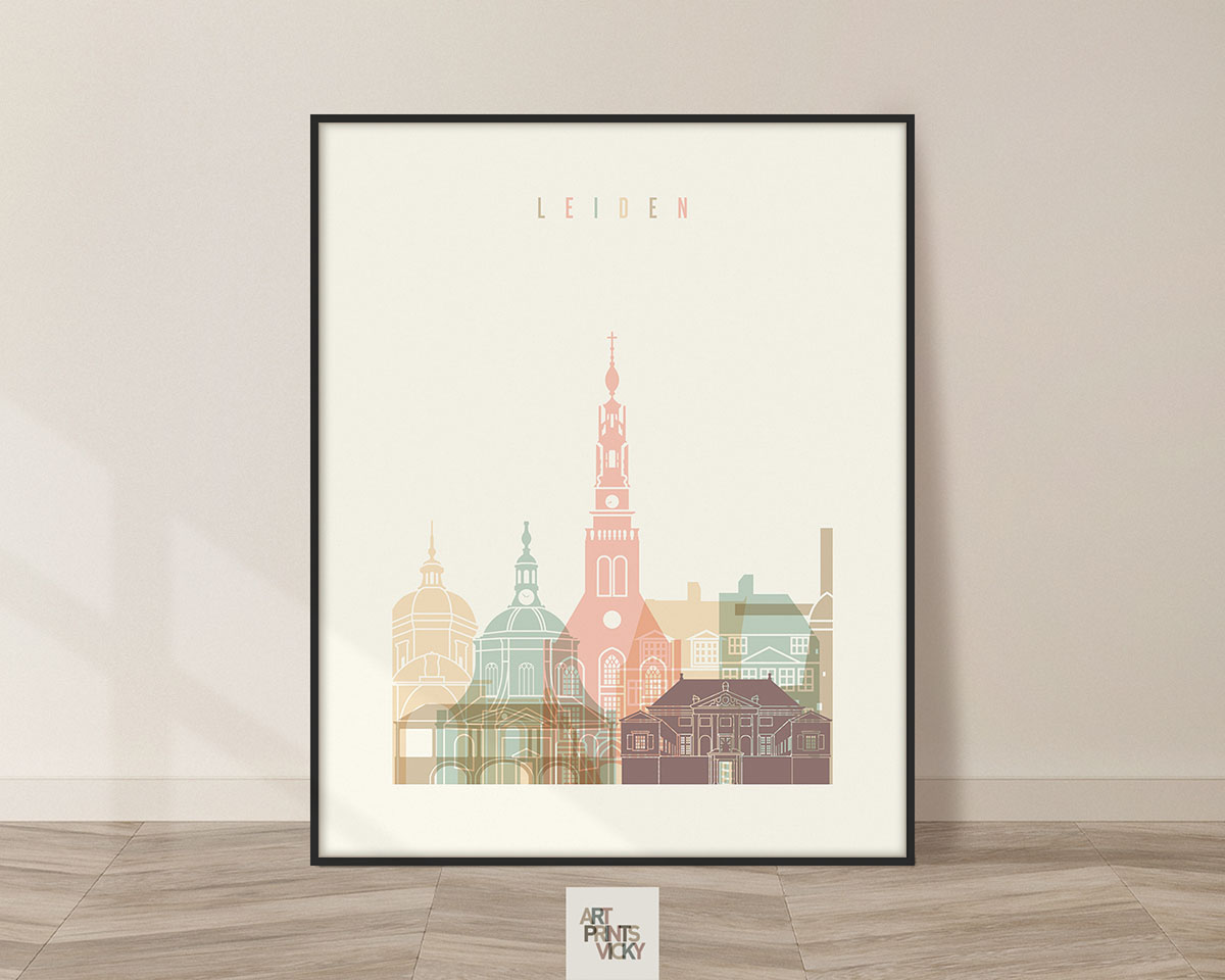 Leiden poster skyline pastel cream