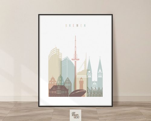 Bremen Skyline Print Pastel White