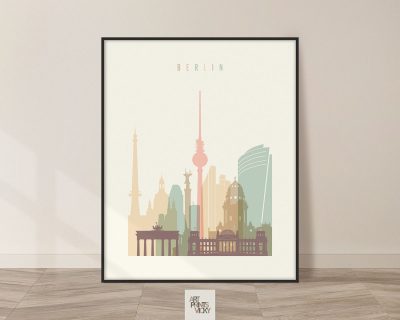 Berlin art print skyline pastel cream
