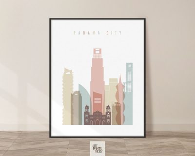 Panama City skyline poster pastel white