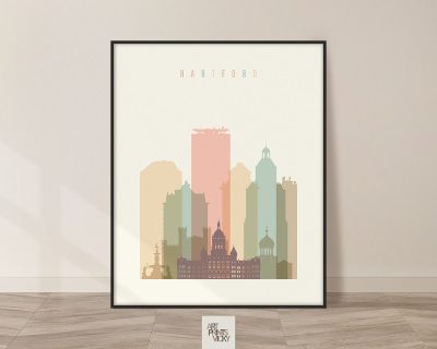 Hartford art print skyline pastel cream