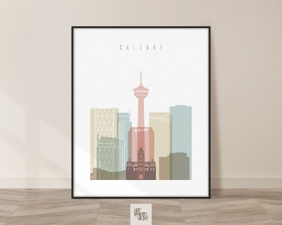 Calgary city poster in pastel white