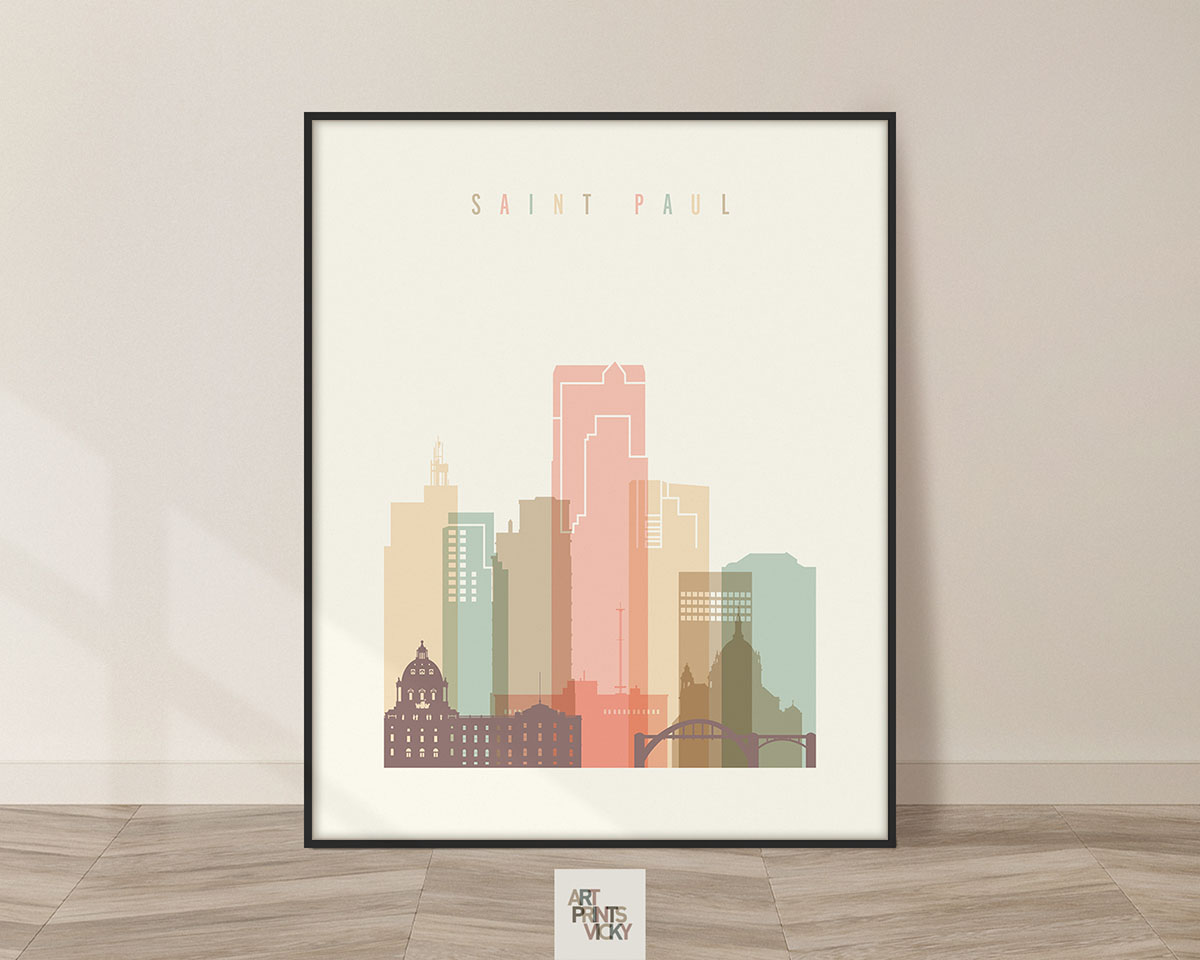 Saint Paul art print skyline pastel cream