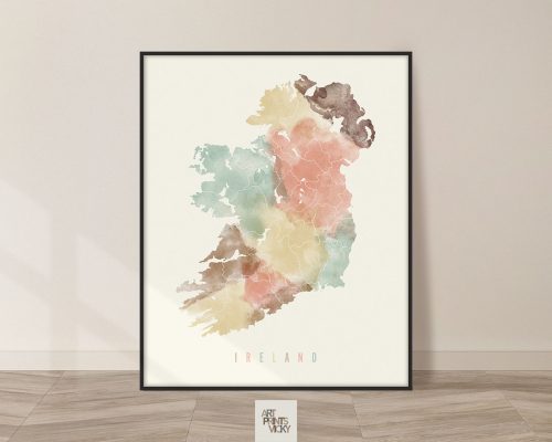 Ireland map print pastel