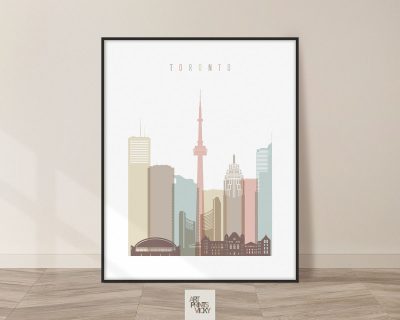 Toronto skyline wall art in pastel white