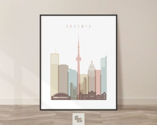 Toronto skyline wall art in pastel white