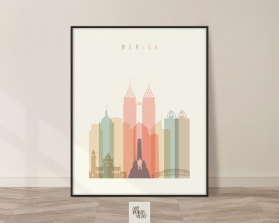 Manila art print skyline pastel cream
