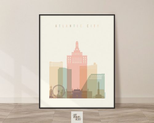 Atlantic City Art Print In Pastel Cream