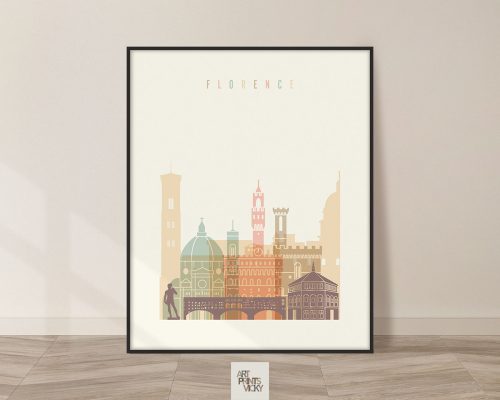 Florence art print skyline pastel cream