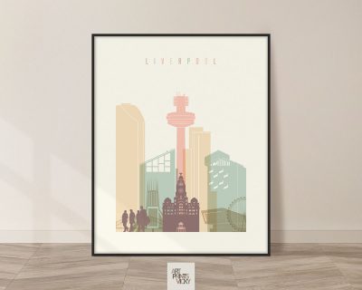 Liverpool art print skyline pastel cream