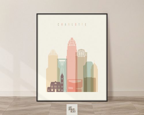 Charlotte art print skyline pastel cream