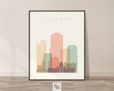 Little Rock art print skyline pastel cream