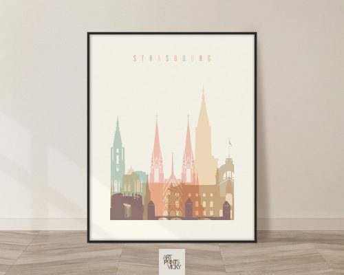 Strasbourg poster skyline pastel cream