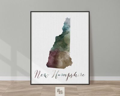 New Hampshire State map print