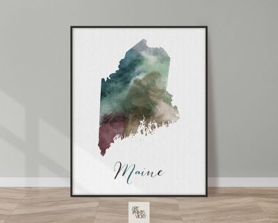 Maine State map print