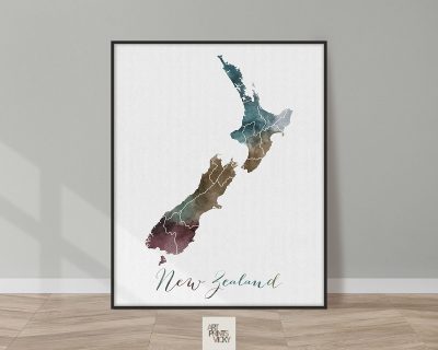 New Zealand map print