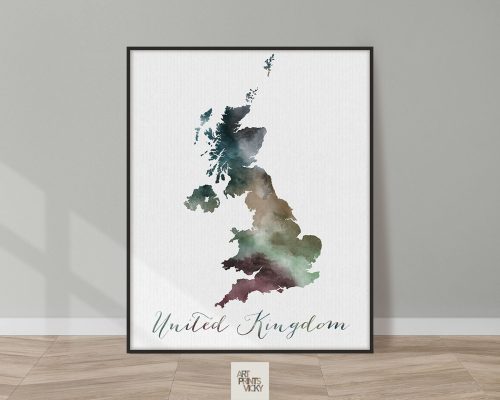 United Kingdom map print