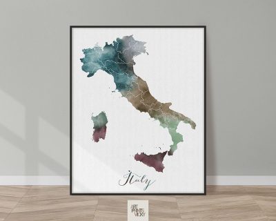 Italy map print photo
