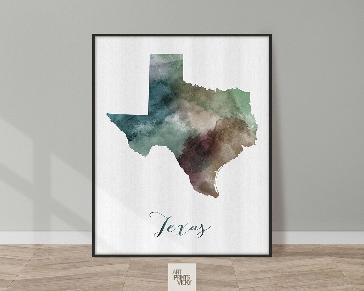 Texas State map print