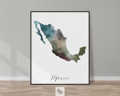 Mexico map print photo
