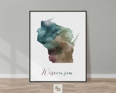 Wisconsin State map print