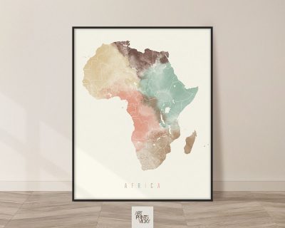 Africa map poster pastel cream
