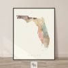 Florida map artwork print pastel cream