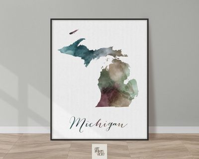 Michigan State map print