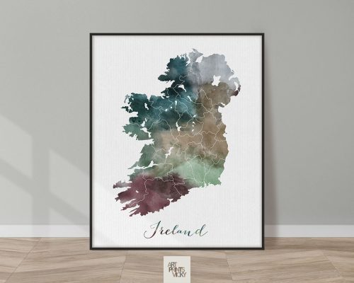 Ireland map poster watercolor