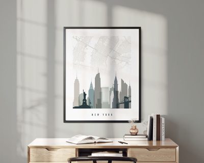 New York City map poster earth tones 4 second