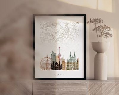 Vienna map poster watercolor 1 second