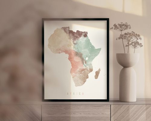 Africa map poster pastel cream second photo