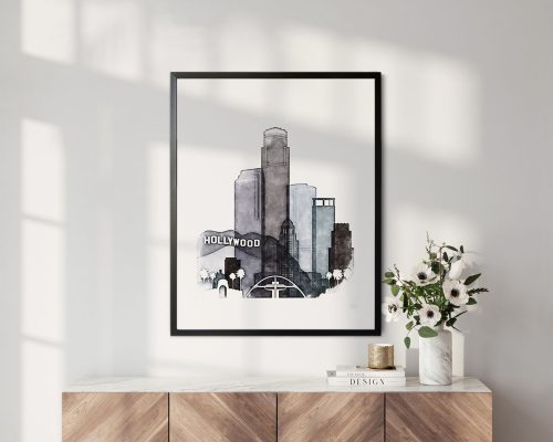 Los Angeles drawing print in cool tones second
