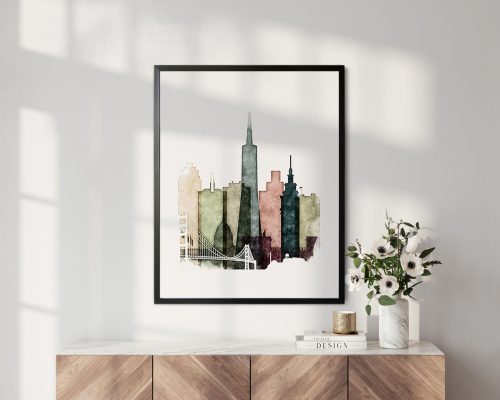 San Francisco drawing poster coloful tones second