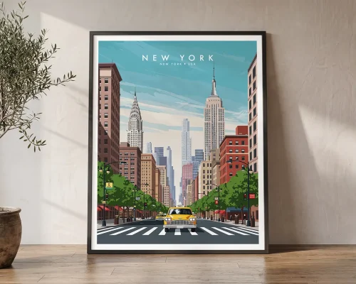 New York Travel Poster — Vintage Wall Art Print | ArtPrintsVicky