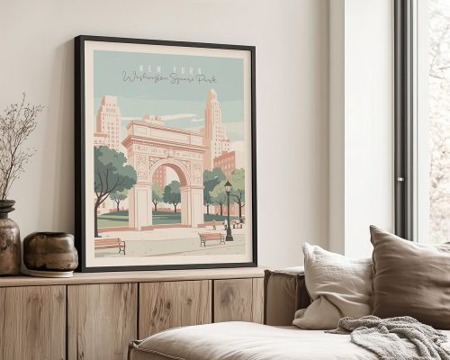New York Washington Square Park art print featuring the arch.