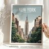 Art print of New York City featuring the Empire State Building and surrounding buildings.