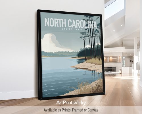 North Carolina State natural landscape illustration poster by ArtPrintsVicky
