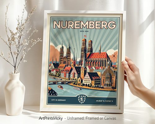 Nuremberg Poster Inspired by Retro Travel Art by ArtPrintsVicky