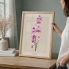 Pink Orchid Print, Botanical Wall Art Poster