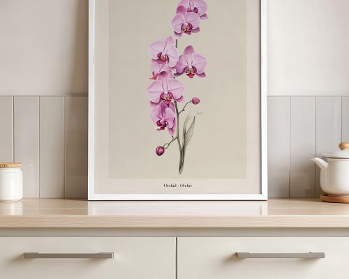 Alternative view of Pink Orchid Print, Botanical Wall Art Poster