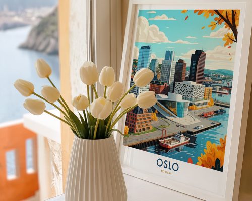 Alternative view of Oslo Skyline Travel Print - Cityscape Poster