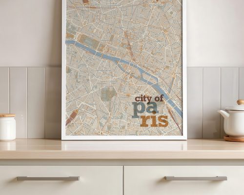 Alternative view of Paris Map Print, Personalized Wall Art Poster
